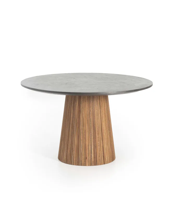 Mesa redonda Kirei de teca reciclada y microcemento Ø130 x 78 cm - PLM Design