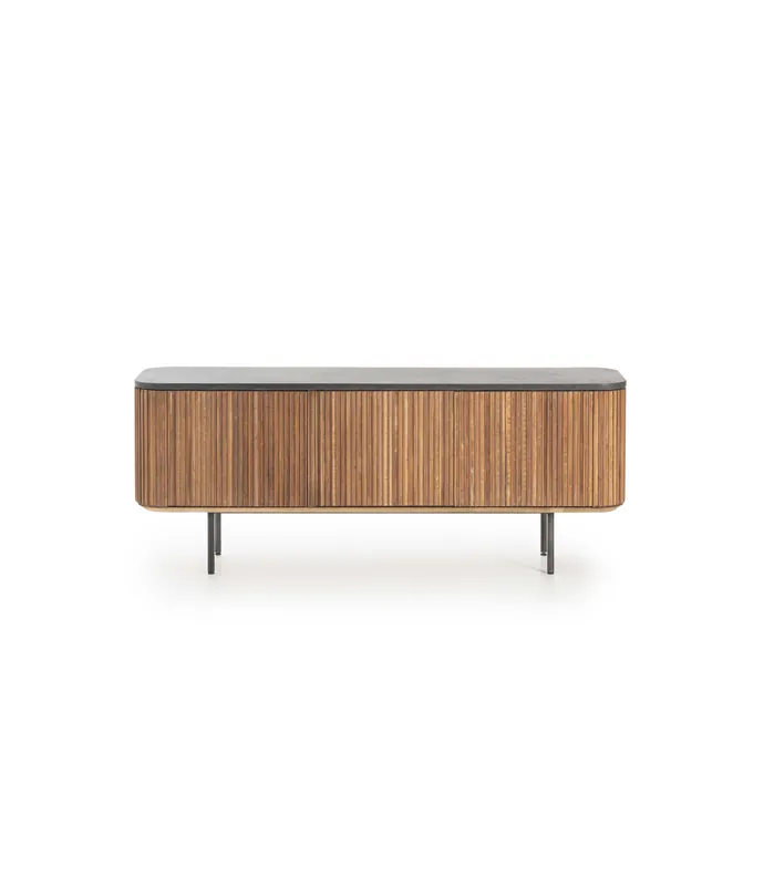 Mueble TV Kirei de teca reciclada y microcemento 150 x 40 x 60 cm - PLM Design