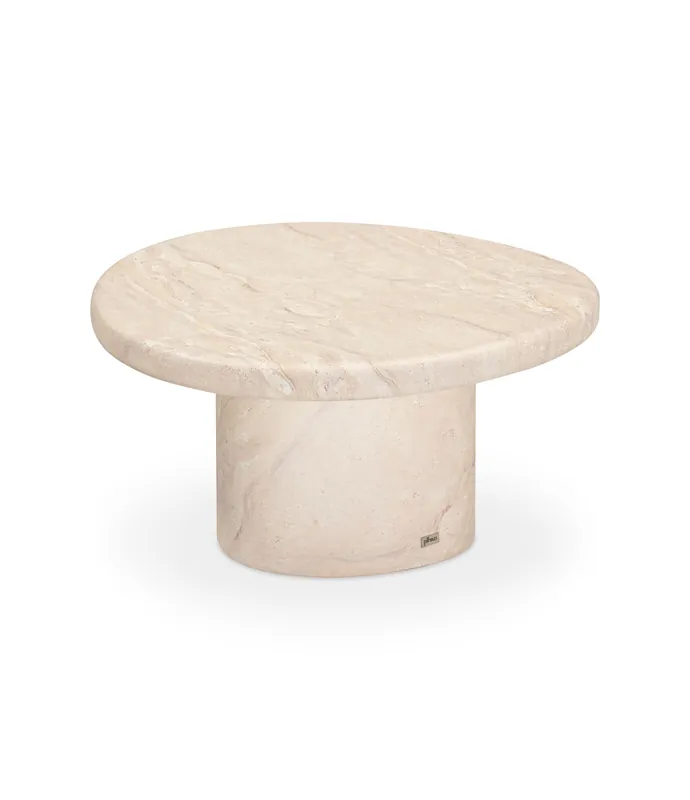 Mesa de centro/auxiliar de microcemento Mango Ø70 x 36 cm Mármol - PLM Design