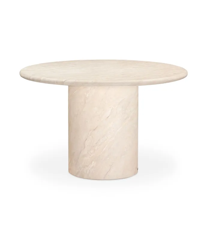 Mesa redonda de microcemento Brisa Ø120 x 76 cm Mármol - PLM Design