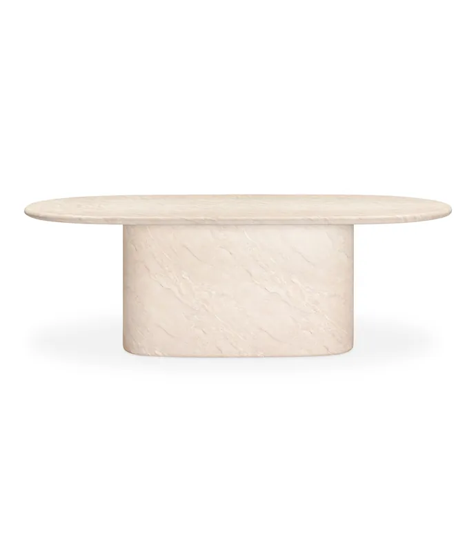 Mesa ovalada de microcemento Brisa 220 x 110 x 76 cm Mármol - PLM Design