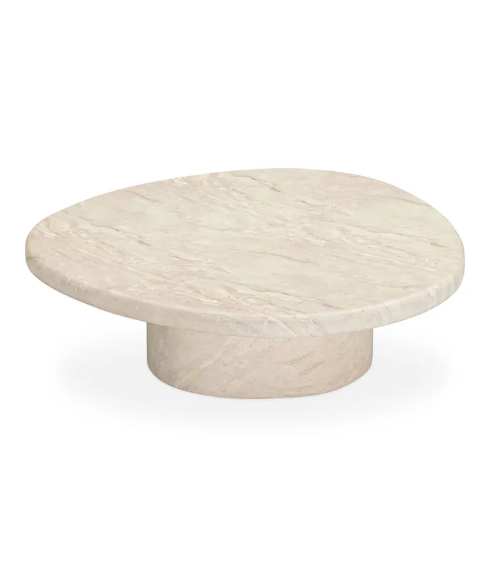 Mesa de centro/auxiliar de microcemento Mango Ø90 x 27 cm Mármol - PLM Design