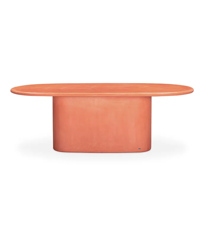 Mesa ovalada de microcemento Brisa 220 x 110 x 76 cm - PLM Design