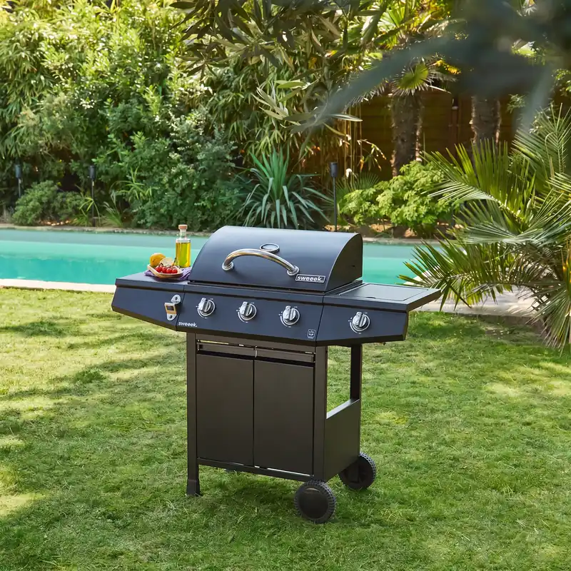 Barbacoa de gas de 3 quemadores con 1 quemador lateral - Barbacoas