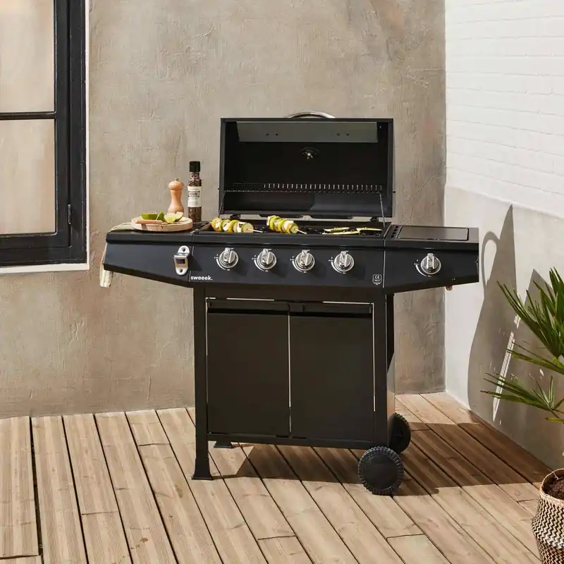 Barbacoa de gas de 5 quemadores con 1 quemador lateral - Barbacoas