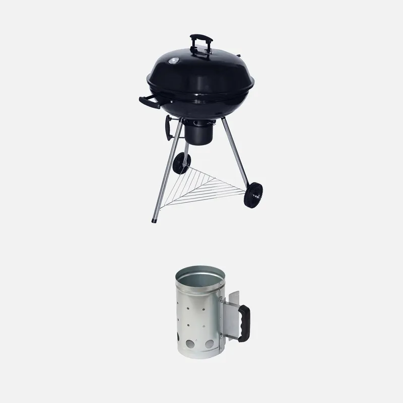 Barbacoa de carbón con chimenea de encendido, Ø53cm - Barbacoas