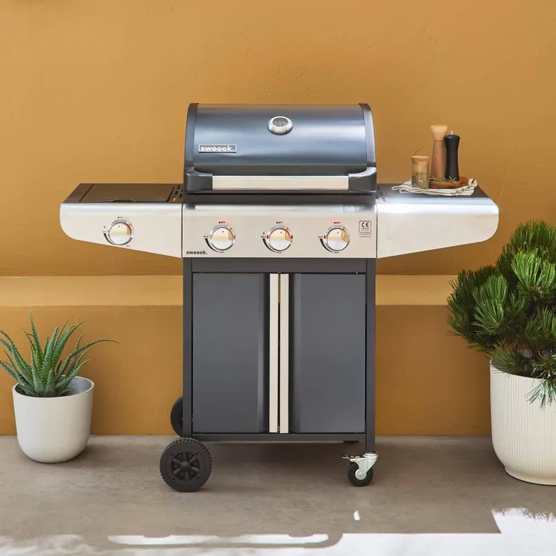 Barbacoa de gas de 3 quemadores con 1 quemador lateral - Barbacoas