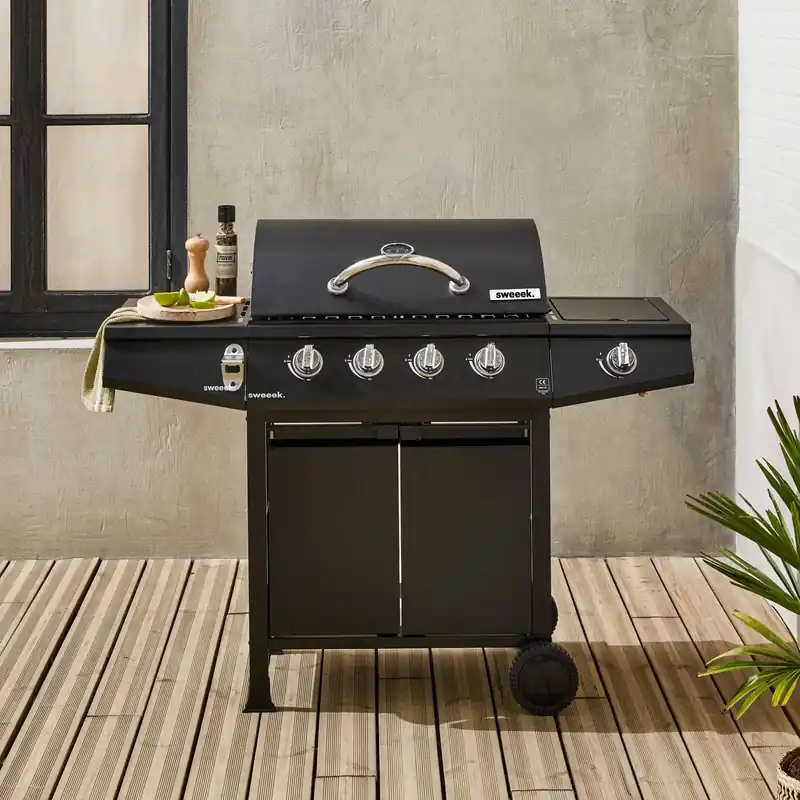 Barbacoa de gas de 4 quemadores con 1 quemador lateral - Barbacoas