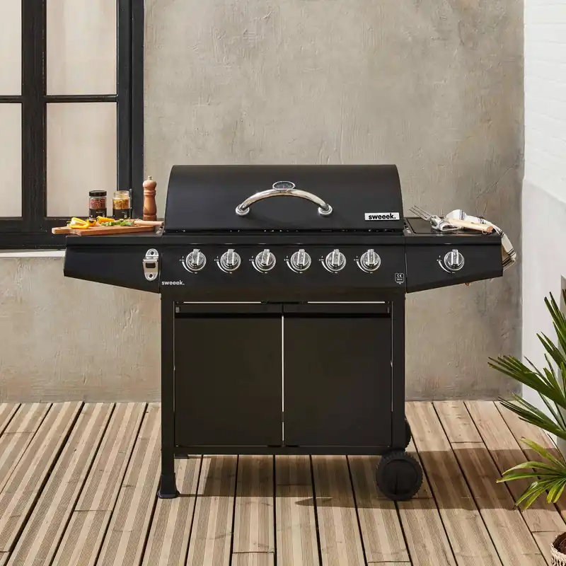 Barbacoa de gas de 6 quemadores con 1 quemador lateral - Barbacoas