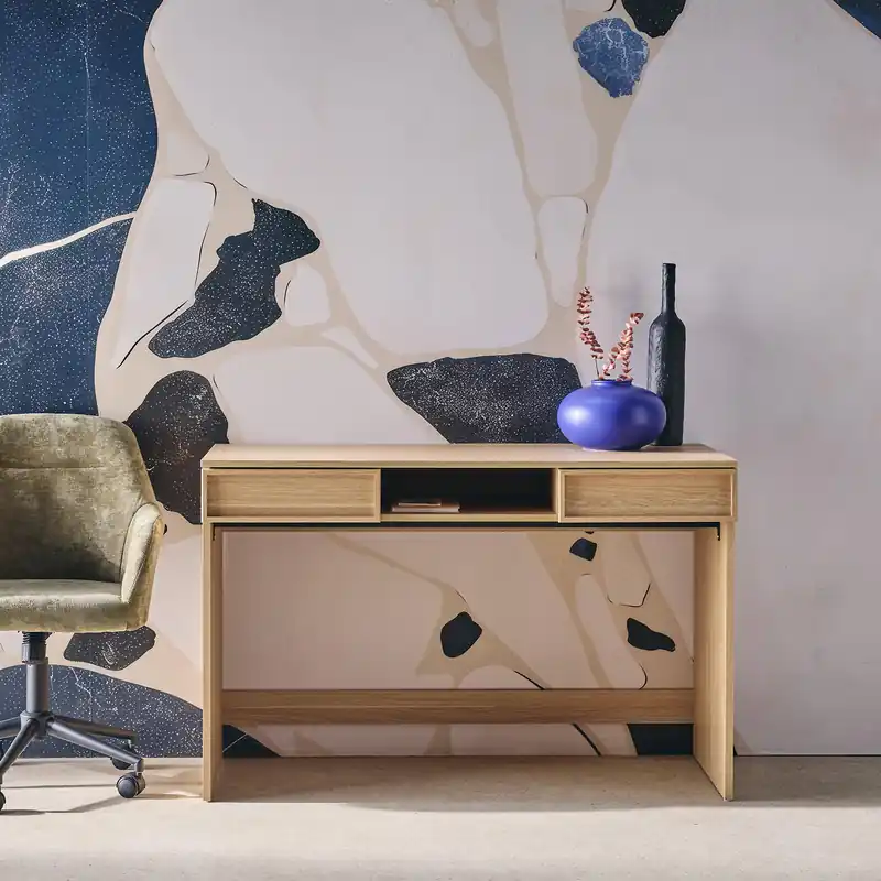 Escritorio efecto madera con 2 cajones, 120cm - Escritorios