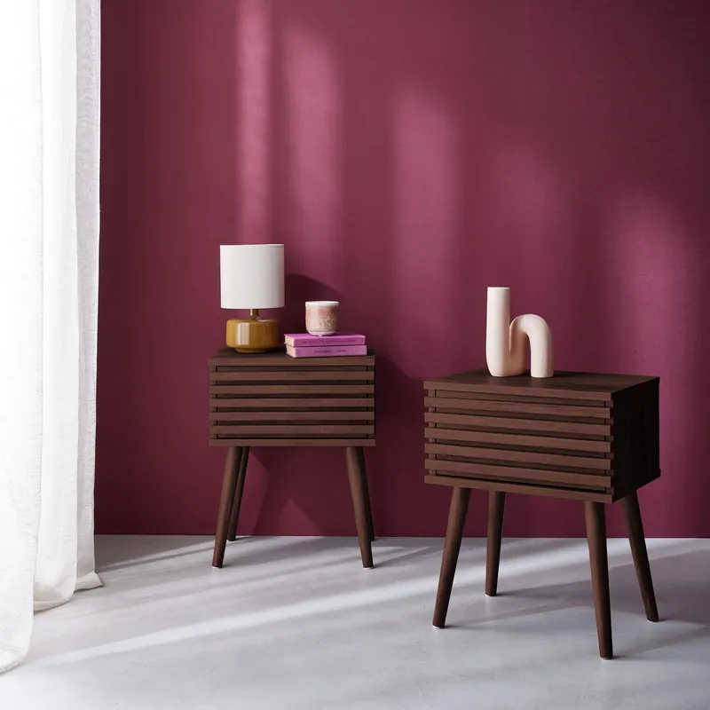 Mesita de noche estilo escandinavo efecto madera, set de 2 - Mesitas de noche
