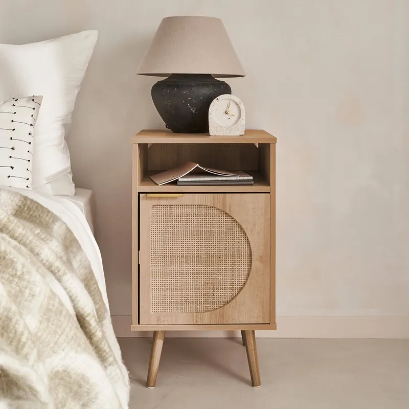Mesita de noche con efecto madera, set de 2 - Mesitas de noche