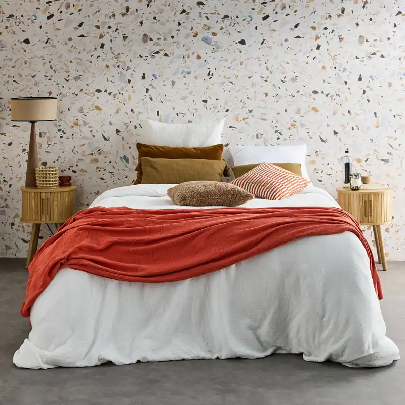 Mesita de noche ovalada escandinava con decoración madera ranurada, set de 2 - Mesitas de noche