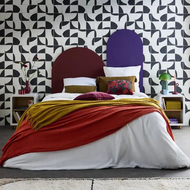 Mesita de noche efecto madera con 2 huecos, set de 2 - Mesitas de noche