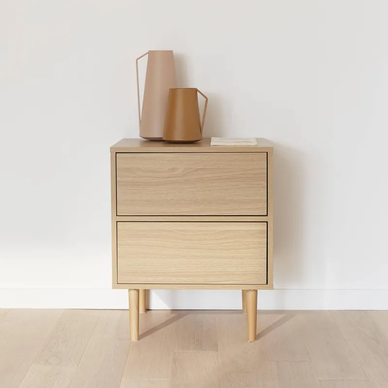 Mesita de noche con efecto madera natural - Mesitas de noche