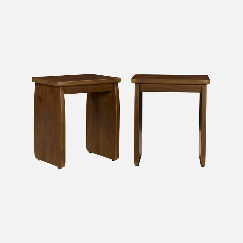 Mesita de noche, mesa auxiliar exótica de madera de acacia, set de 2 - Mesitas de noche