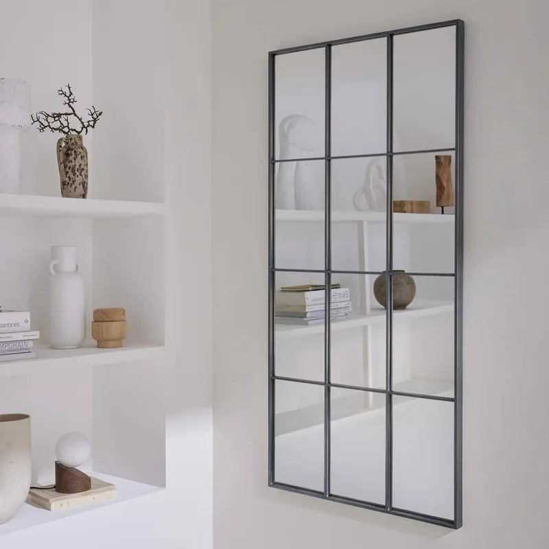 Espejo rectangular industrial en acero decorativo de pared - Espejos