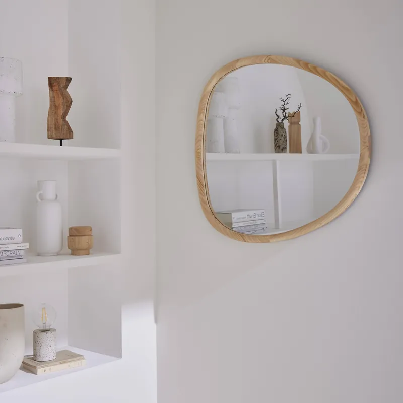 Espejo de madera de abeto decorativo de pared, 75cm - Espejos