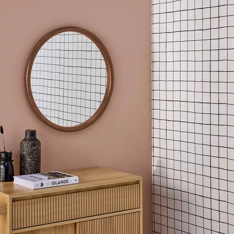Espejo redondo de madera de pino decorativo de pared, 60cm - Espejos
