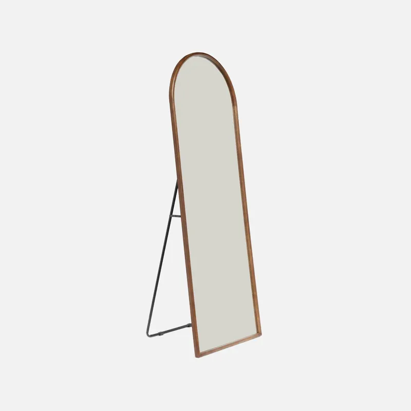 Espejo de arco de pie de madera de hevea con base de acero, 170cm - Espejos