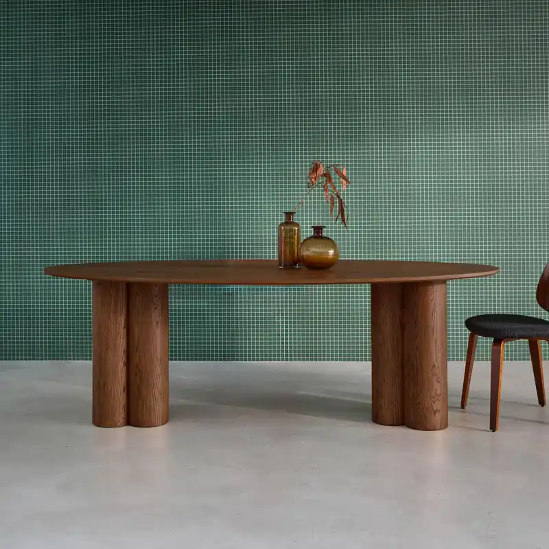 Mesa de comedor ovalada de madera de hevea para 8 personas, 220cm - Mesas de comedor