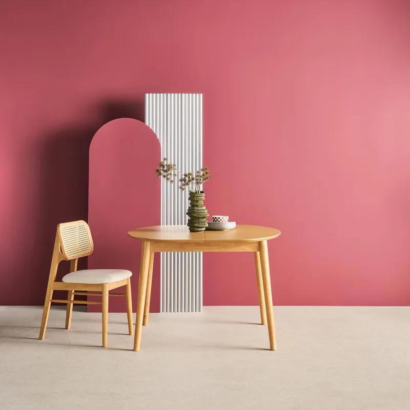 Mesa de comedor ovalada extensible de madera, 4-6 asientos