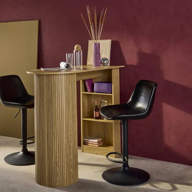 Mesa alta de cocina de madera con espacio de almacenamiento - Mesas de comedor
