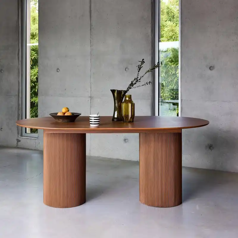 Mesa de comedor con efecto de madera con 4-6 plazas, 180cm