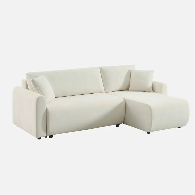 Sofá cama esquinero reversible de tela con arcón, 3 plazas - Sofás