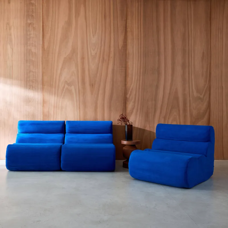 Sofá modular de tela simple, 3 plazas - Sofás