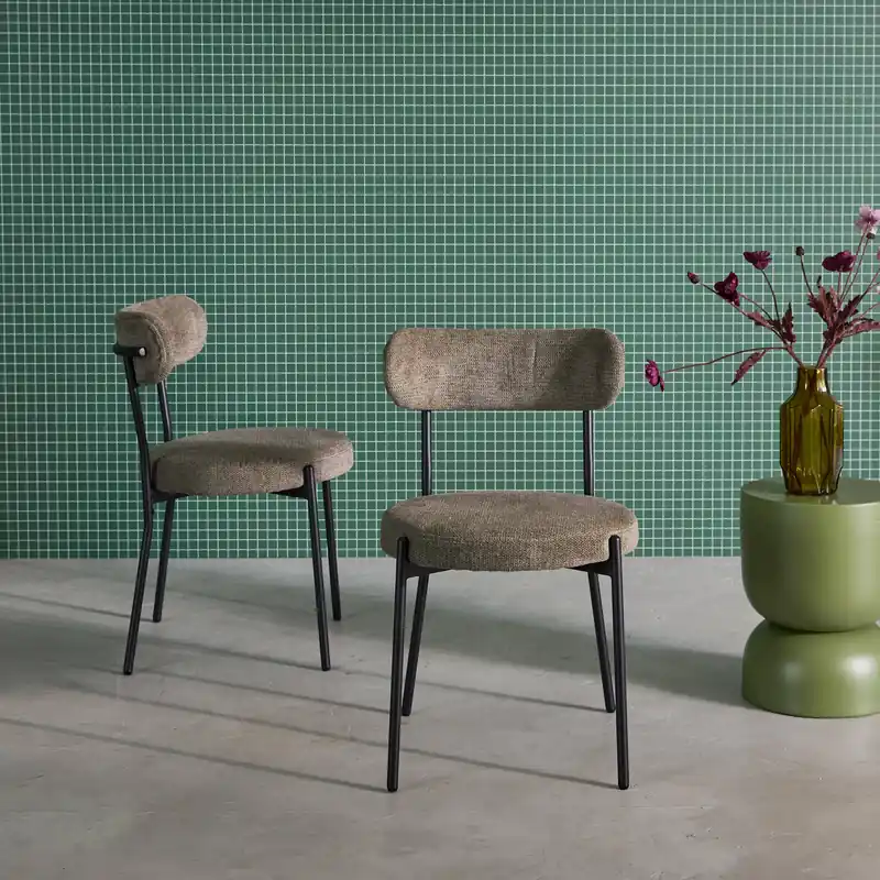 Silla de metal y tela simple, set de 2 - Sillas de comedor