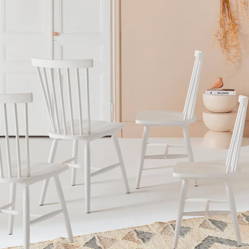 Silla de madera de hevea, set de 4 - Sillas de comedor