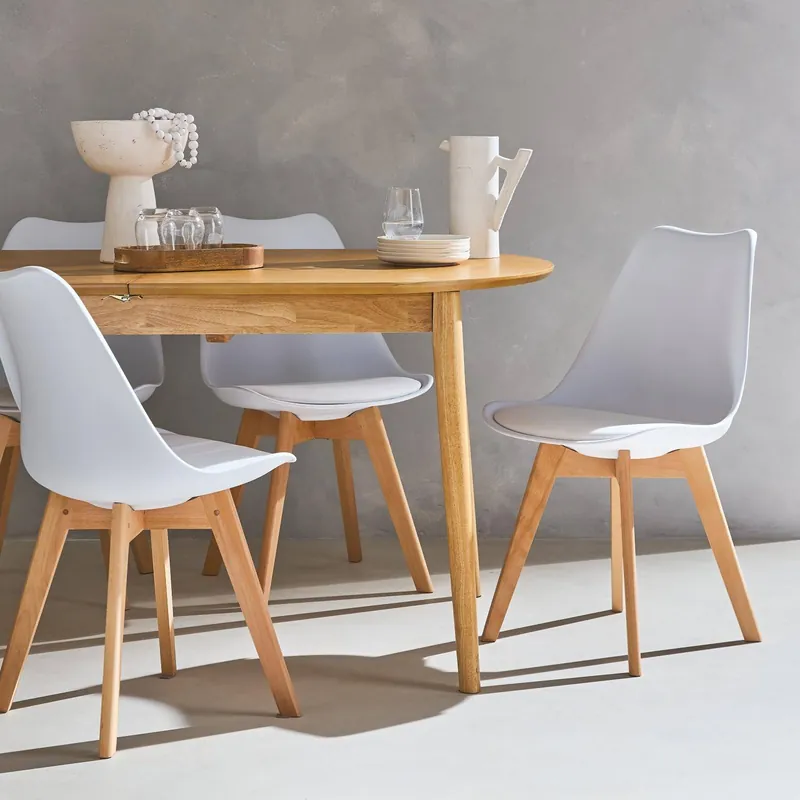 Silla escandinava con patas de madera de haya, set de 4 - Sillas de comedor