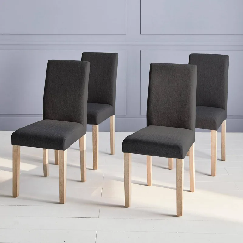 Silla de tela con patas de madera, set de 4 - Sillas de comedor