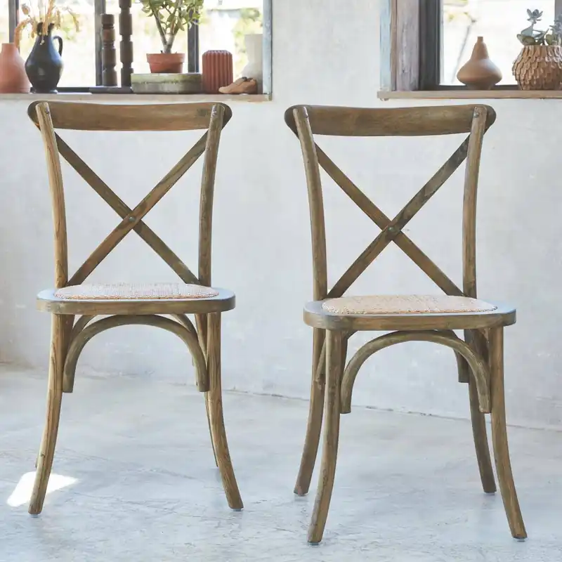 Silla de bistró vintage de madera, set de 2 - Sillas de comedor