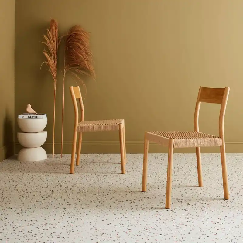 Silla de madera y cuerda, set de 2 - Sillas de comedor