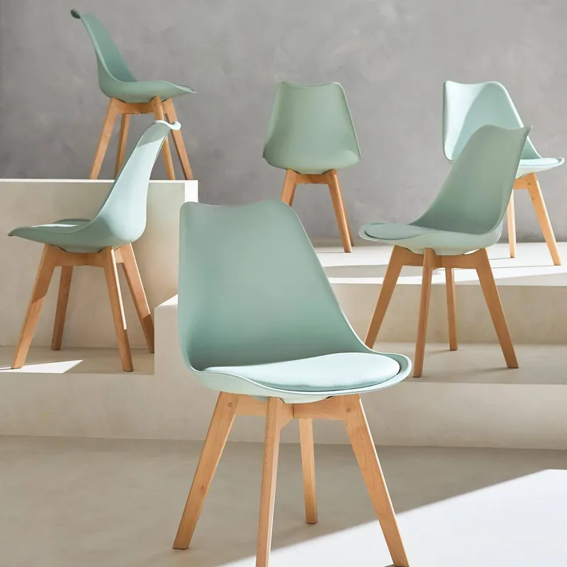 Silla escandinava con patas de madera de haya, set de 6 - Sillas de comedor