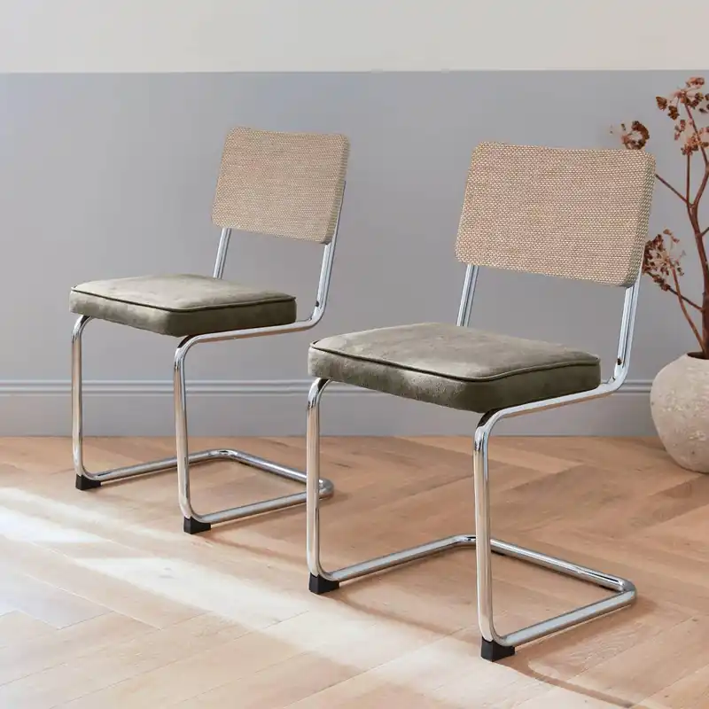 Silla cantilever con respaldo efecto ratán, set de 2 - Sillas de comedor