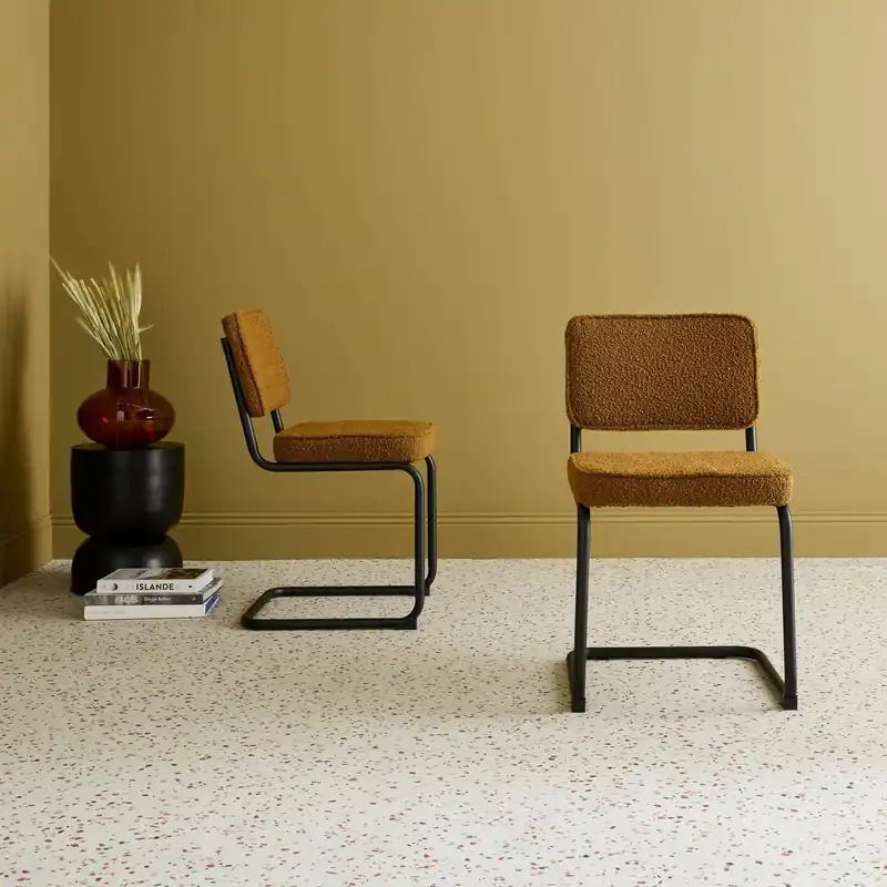 Silla cantilever de borreguito texturizado, set de 2 - Sillas de comedor