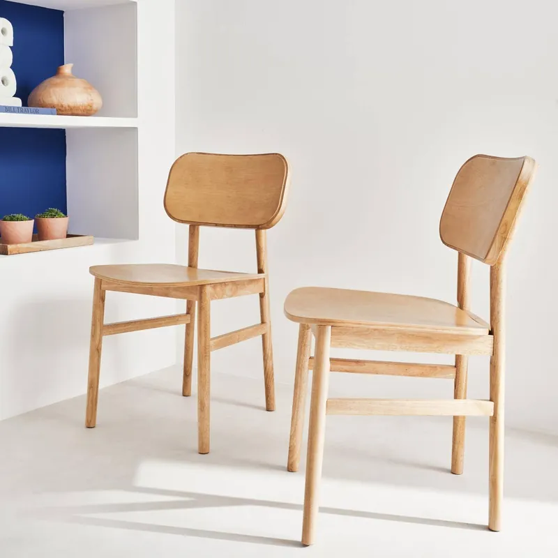 Silla de madera de hevea, set de 2 - Sillas de comedor