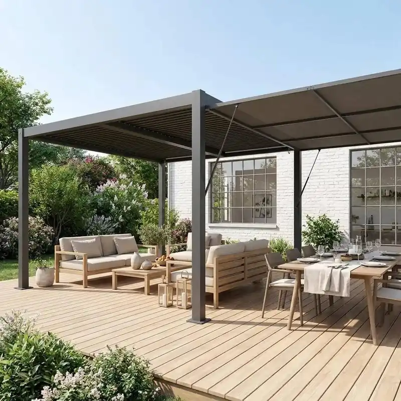 Pérgola bioclimática de aluminio y acero 3x4m + toldo 4m - Pérgolas bioclimáticas