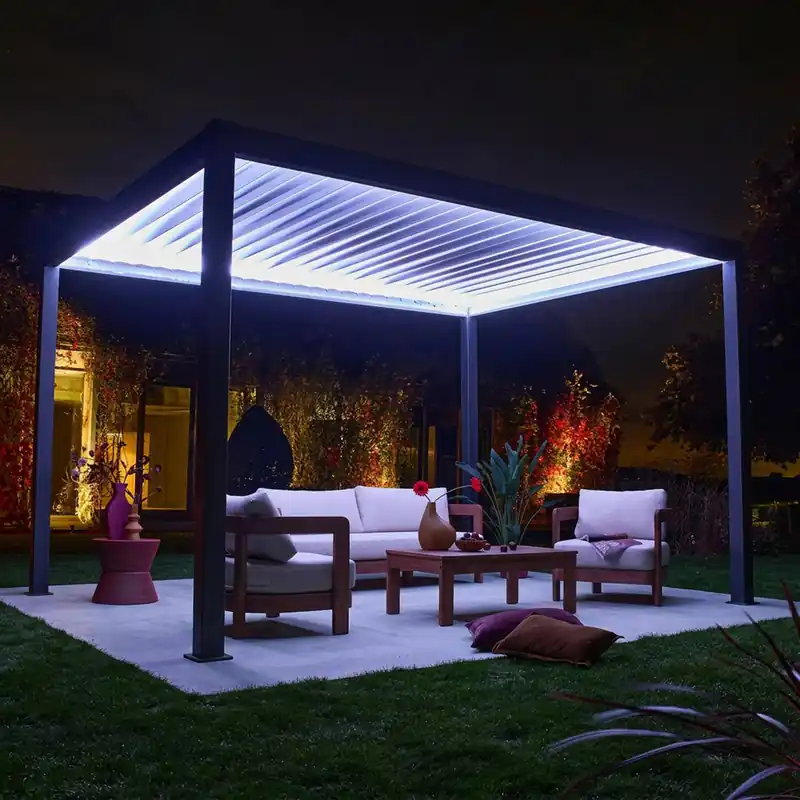 Pérgola bioclimática 3x4m de aluminio con iluminación LED - Pérgolas bioclimáticas