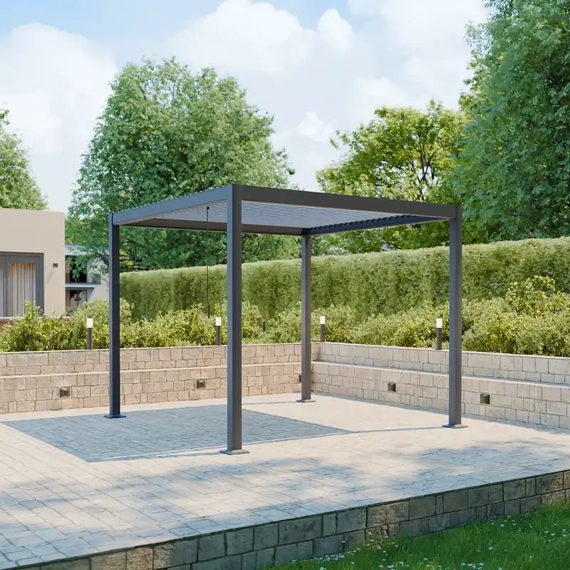 Pérgola bioclimática 3x3m de aluminio y acero con lamas orientables - Pérgolas bioclimáticas