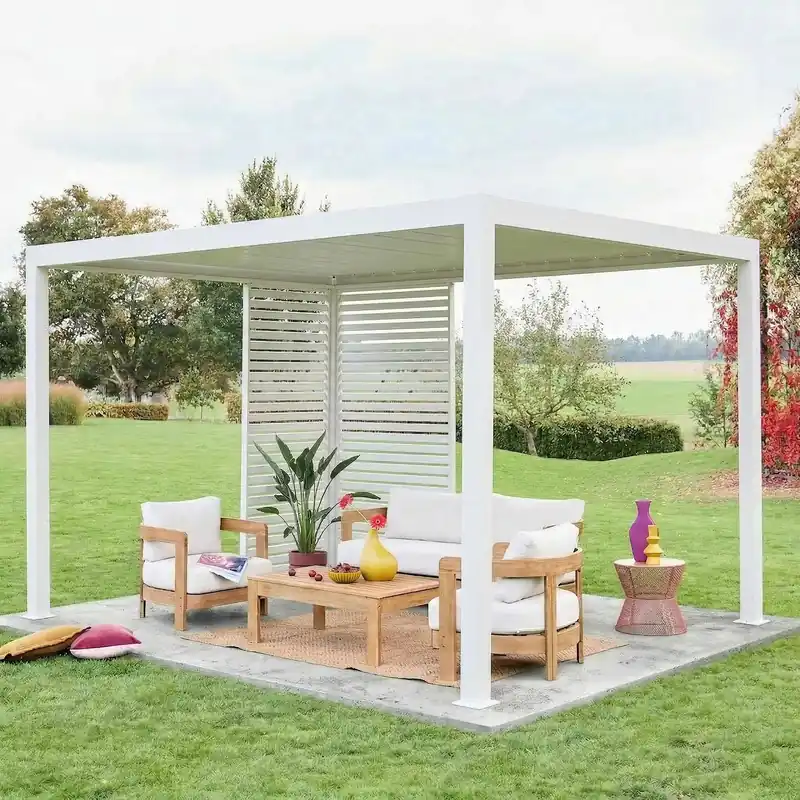 Pérgola bioclimática 3x4m de aluminio + 1 persiana de 1m + 1 persiana de 1.3m - Pérgolas bioclimáticas