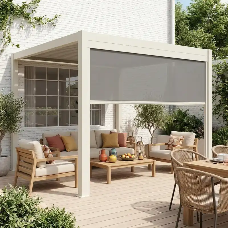 Pérgola bioclimática 3x4m + 1 toldo vertical de 3m - Pérgolas bioclimáticas