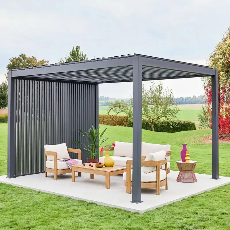 Pérgola bioclimática 3x4m de aluminio + 3 persianas verticales de 1m - Pérgolas bioclimáticas