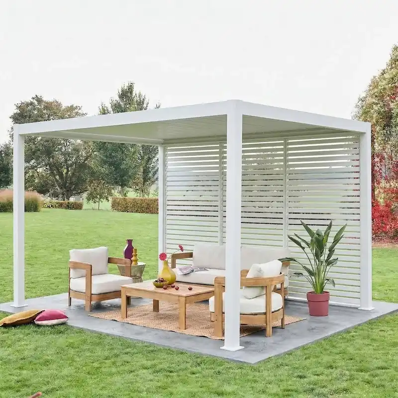 Pérgola bioclimática 3x4m de aluminio + 3 persianas de 1.3cm - Pérgolas bioclimáticas