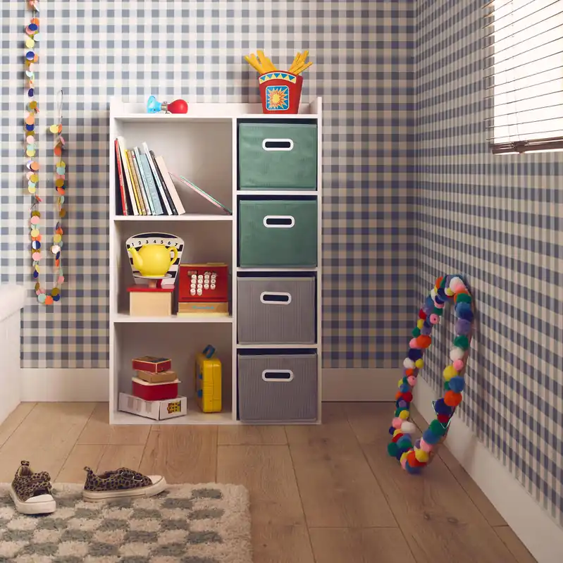Mueble infantil con 4 cestas de terciopelo - Almacenamientos para cuartos infantiles