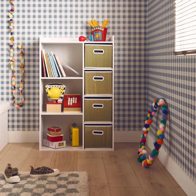 Mueble infantil con 4 cestas de fibra vegetal - Almacenamientos para cuartos infantiles