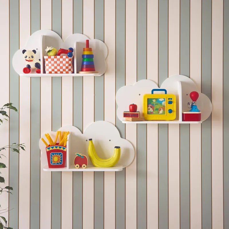 Estantería de pared nube para dormitorio infantil, set de 3 - Almacenamientos para cuartos infantiles